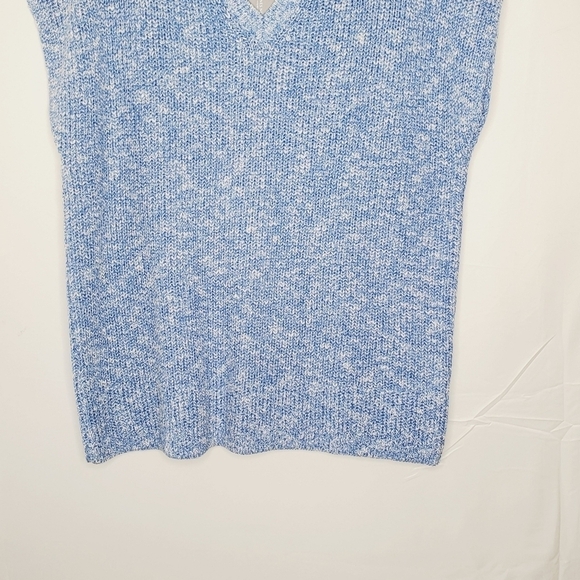 NWT Jones New York Knit Sweater Vest Size 1X V-Neck Cotton Linen Blue Pullover - Picture 3 of 10